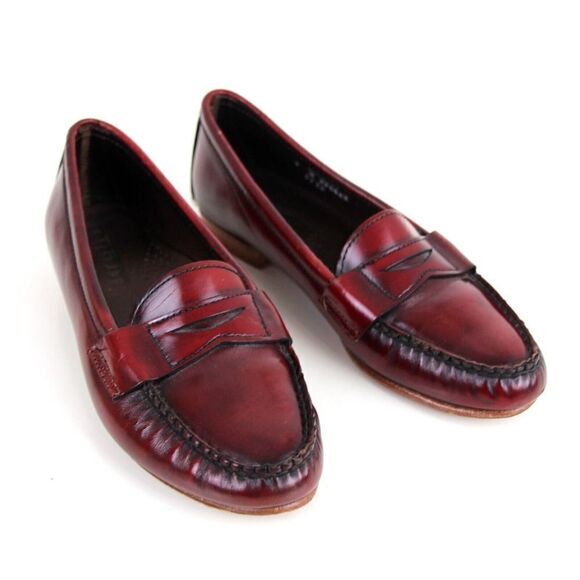 Nordstrom DARK RED GENUINE LEATHER LOAFER FLATS ROUND TOE SLIP ON SHOES Sz 7 W - Picture 6 of 11